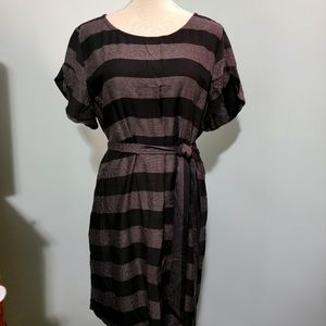Black and white tied waist comfortable dress by Loft